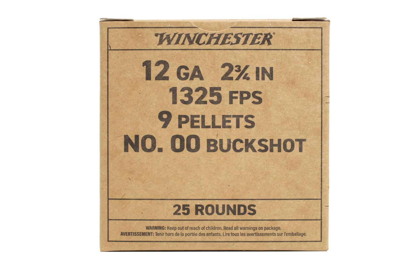 WINCHESTER AMMO 12 Gauge 2-3/4 in. 9 Pellets Military Grade 00 Buckshot 25/Box